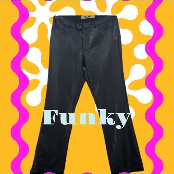Mavi Chrissy Black Faux Leather Pants  Boot Cut Leg, Front Pockets. Retro 31/30 - Picture 8 of 16